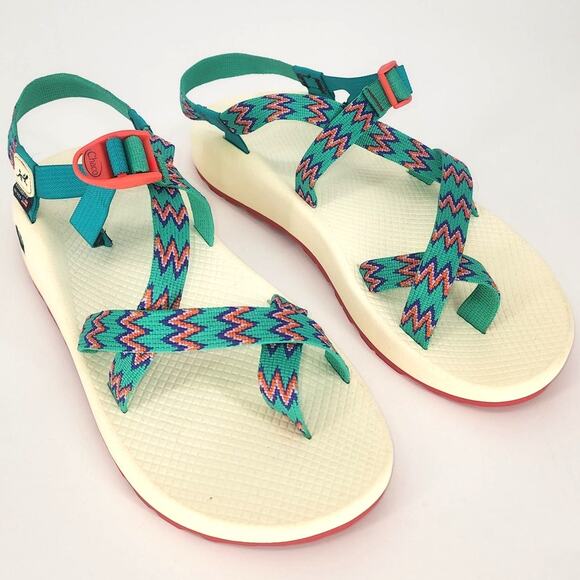 Chaco Z/1 Classic Sport Sandals Teal Zigzag Strap Men’s 13 NWOT - Picture 4 of 10